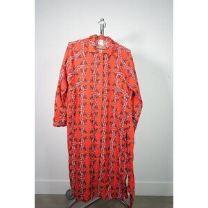Hermes Scarf Print Long Sleeve Silk Dress